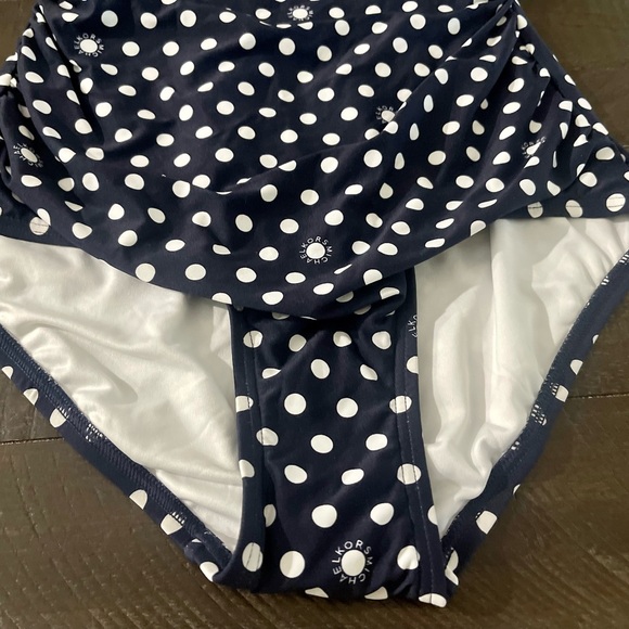 NEW Michael Kors KORS Navy White Polka Dot Onepiece Swimsuit Bathingsuit Sz 6 - Picture 5 of 8